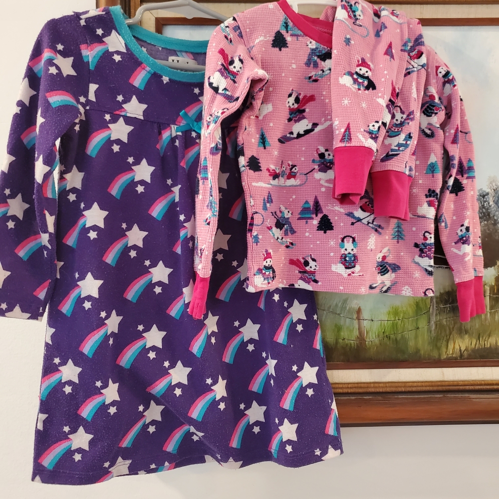 Hatley 3 Years Purple Nightgown and Pink Pajama Set